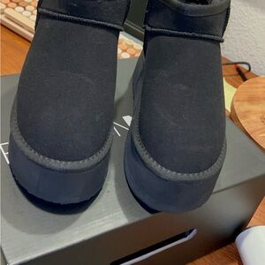 Fashion Nova Black Winter Boots with Suede Finish